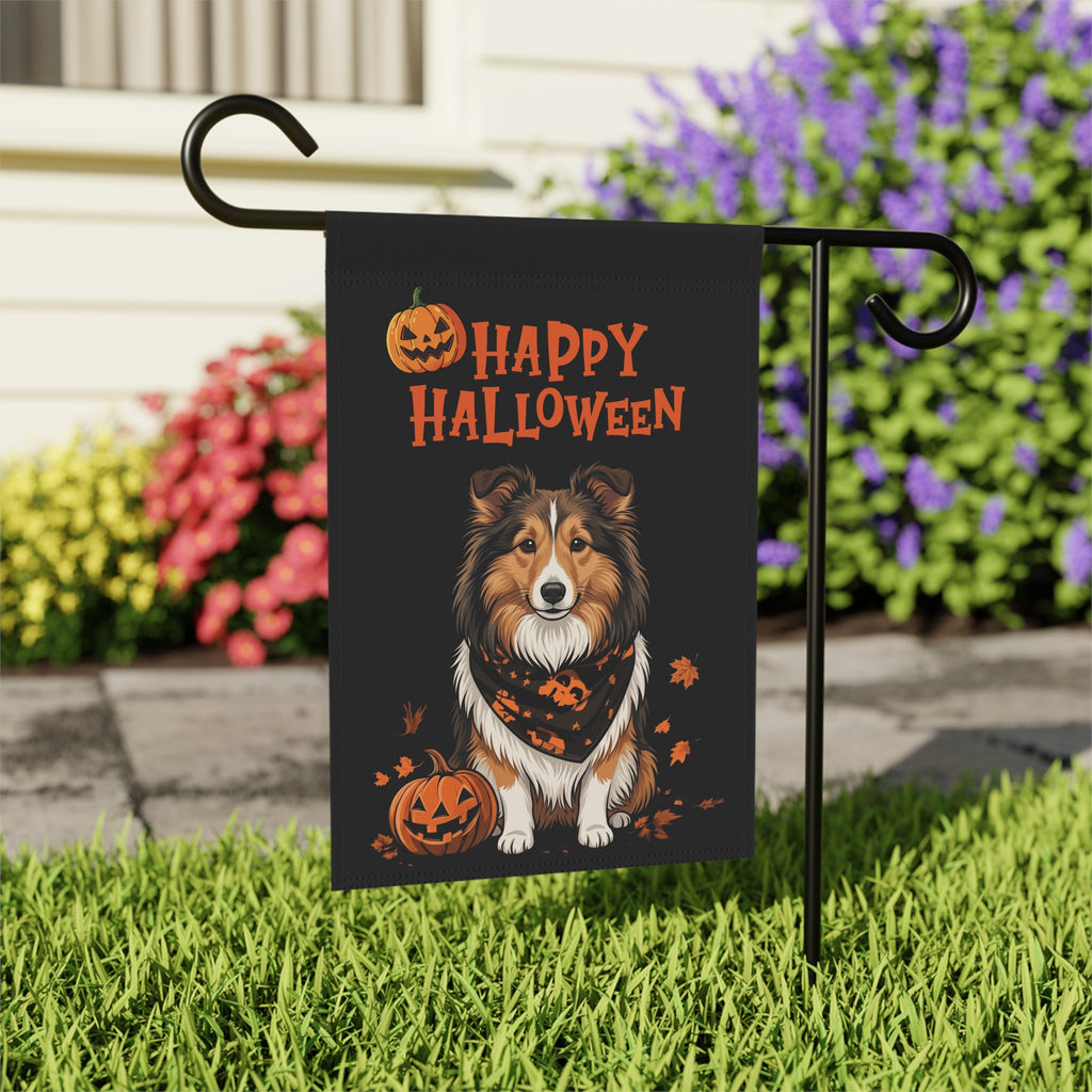 Little Pumpkin and Sheltie Happy Halloween Garden Flag