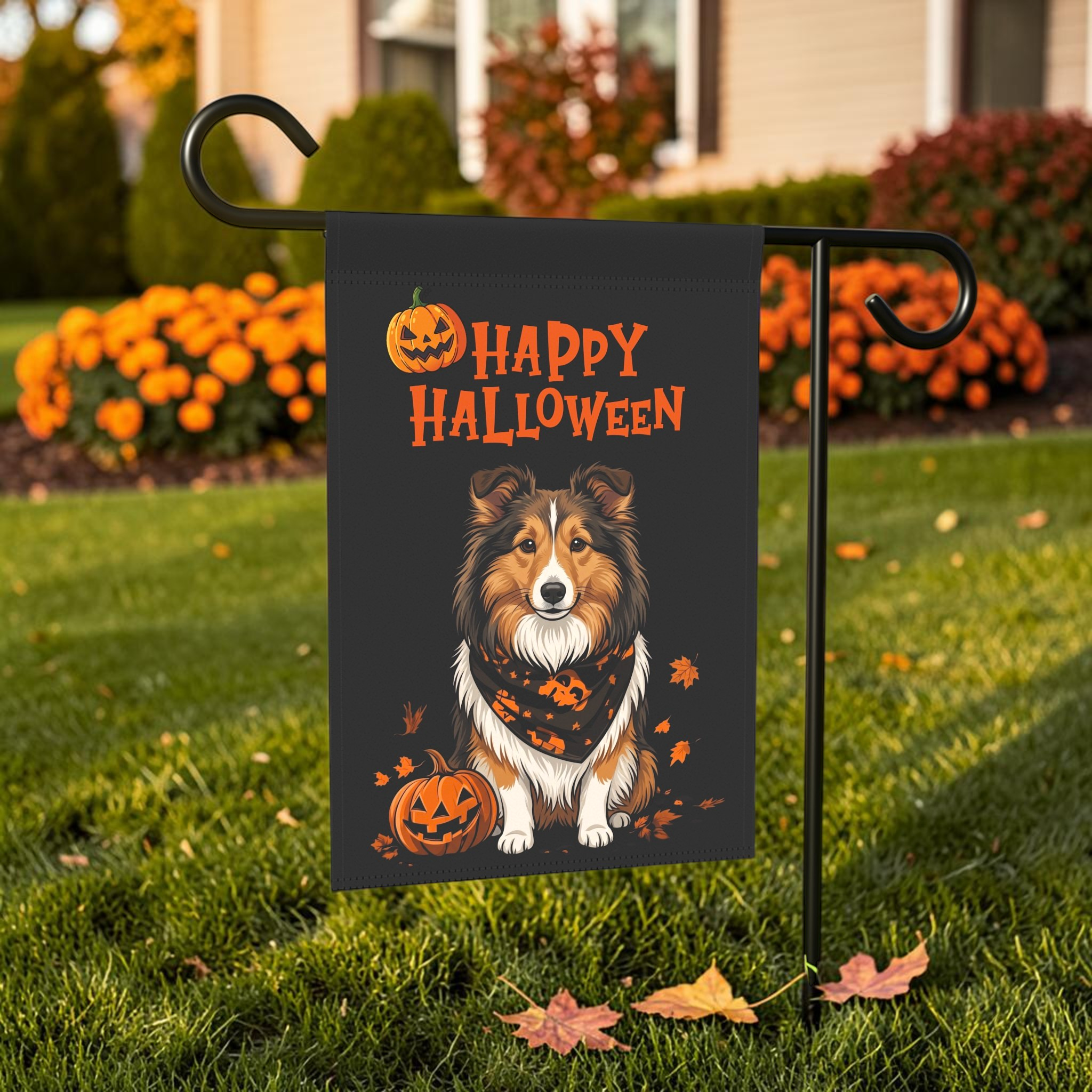 Little Pumpkin and Sheltie Happy Halloween Garden Flag
