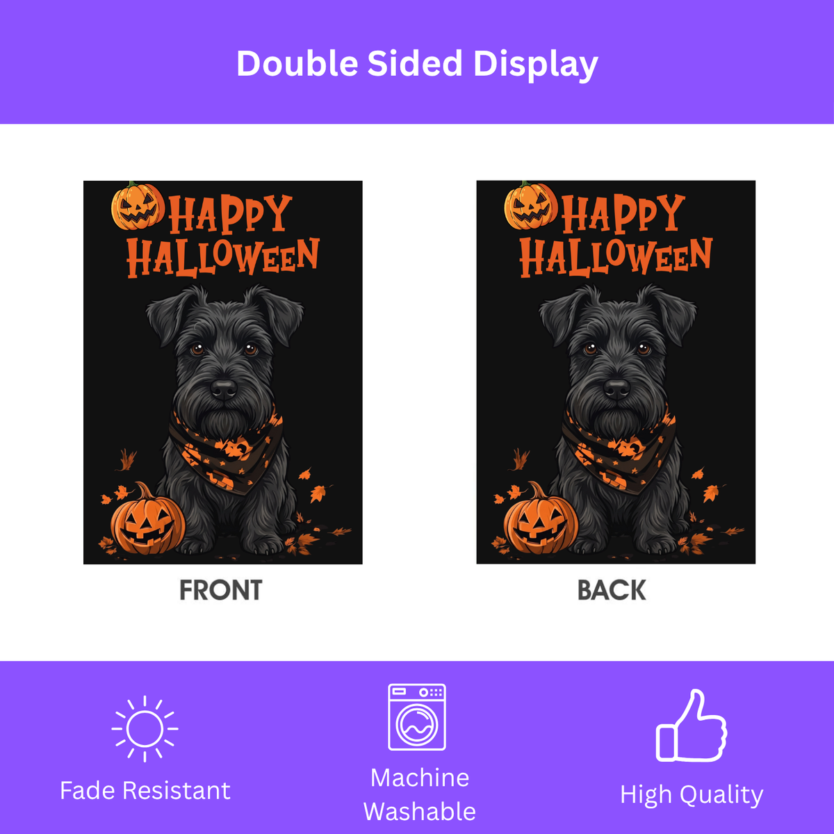 Little Pumpkin and Scottish Terrier Happy Halloween Garden Flag