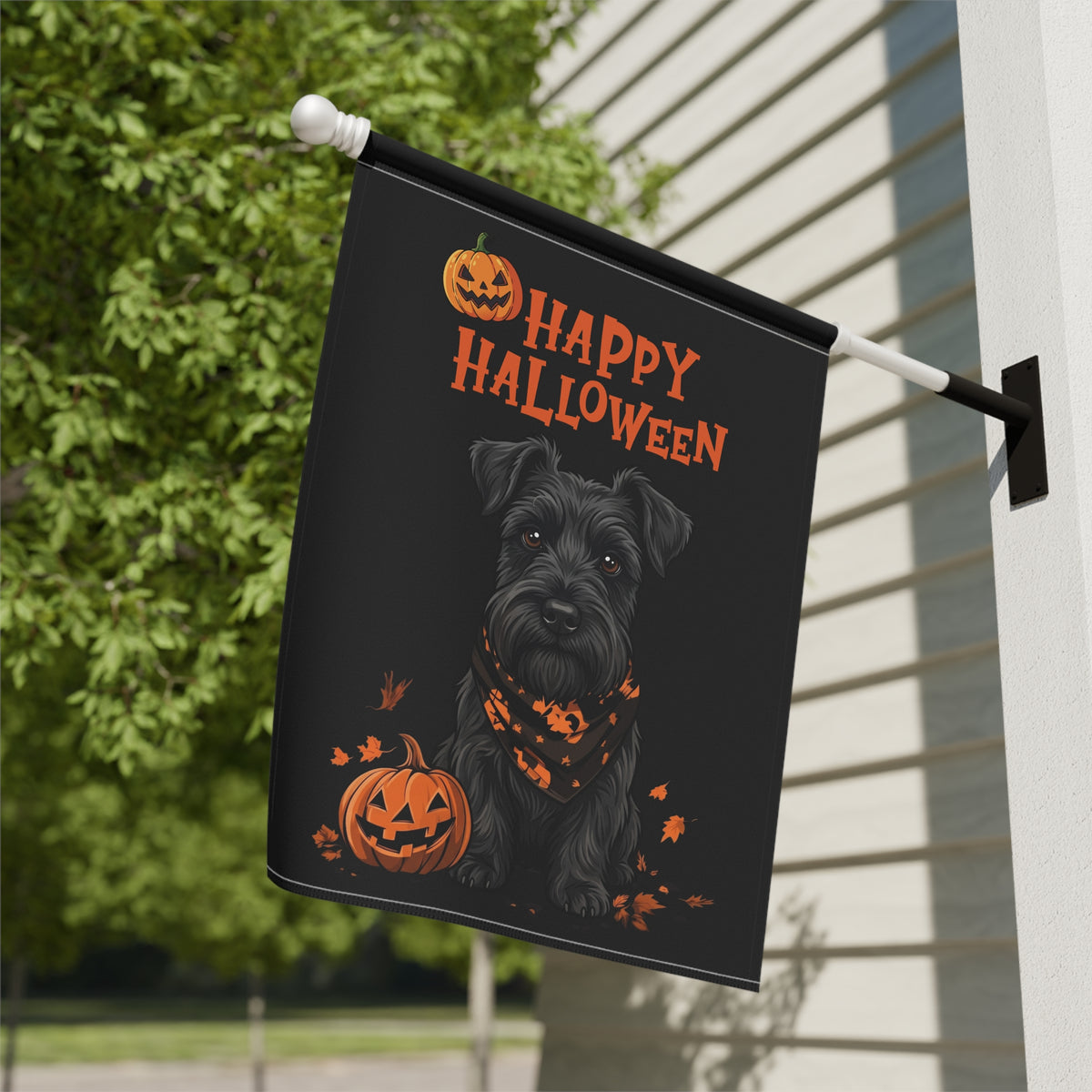 Little Pumpkin and Scottish Terrier Happy Halloween Garden Flag Double Sided