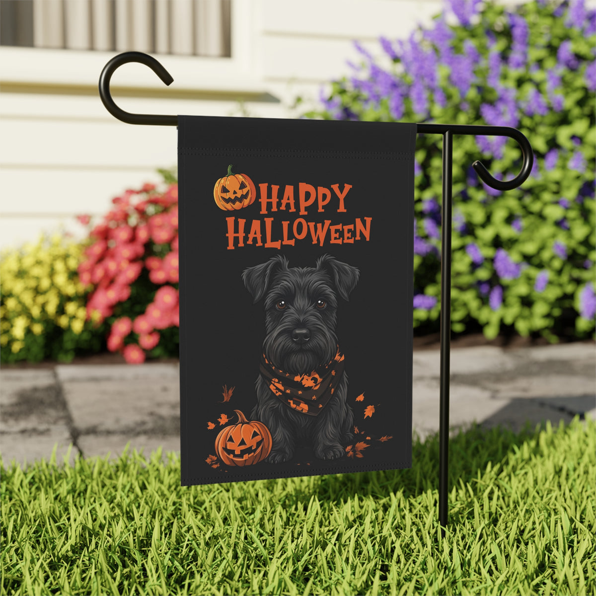 Little Pumpkin and Scottish Terrier Happy Halloween Garden Flag