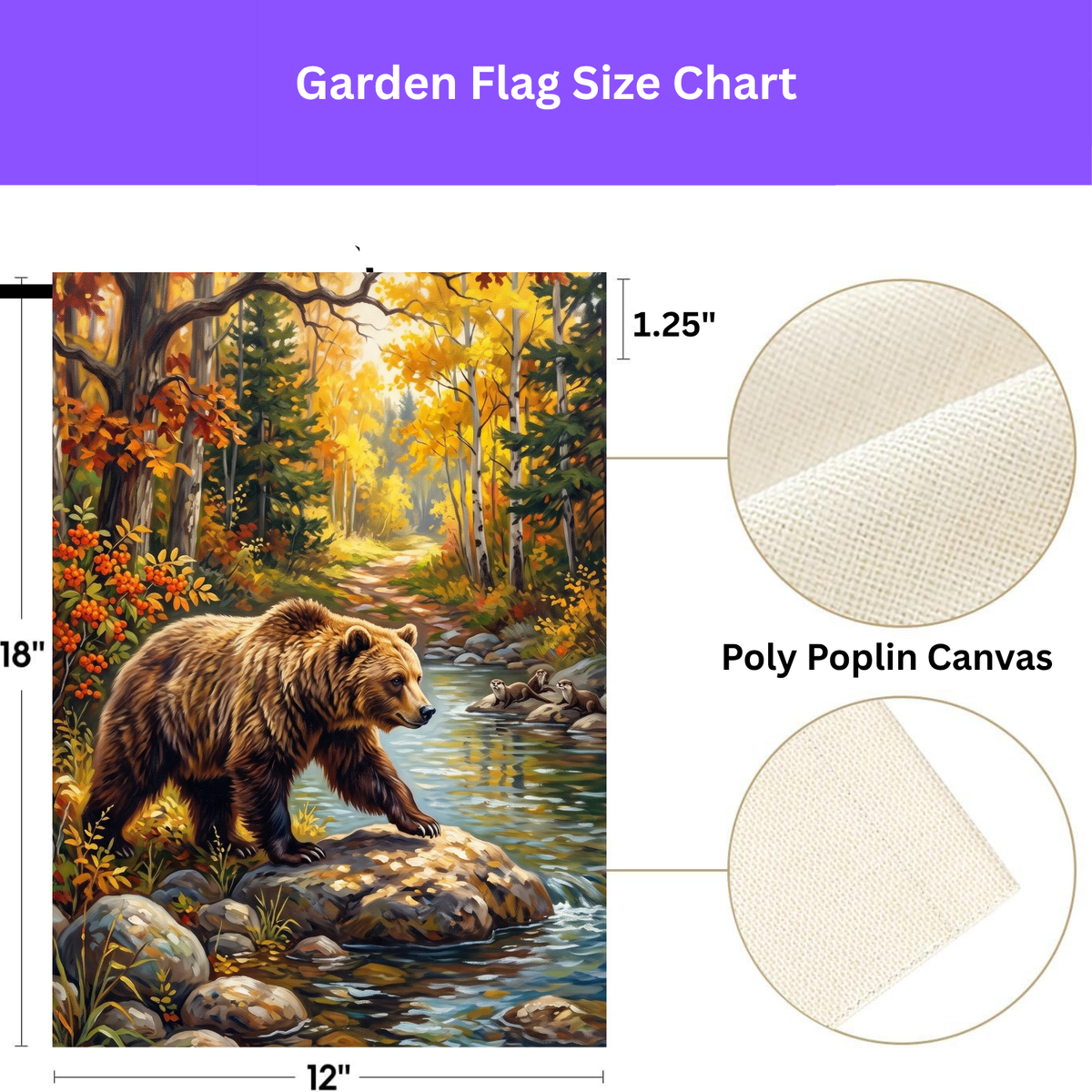River Rocks Bear in Autumn Garden Flag
