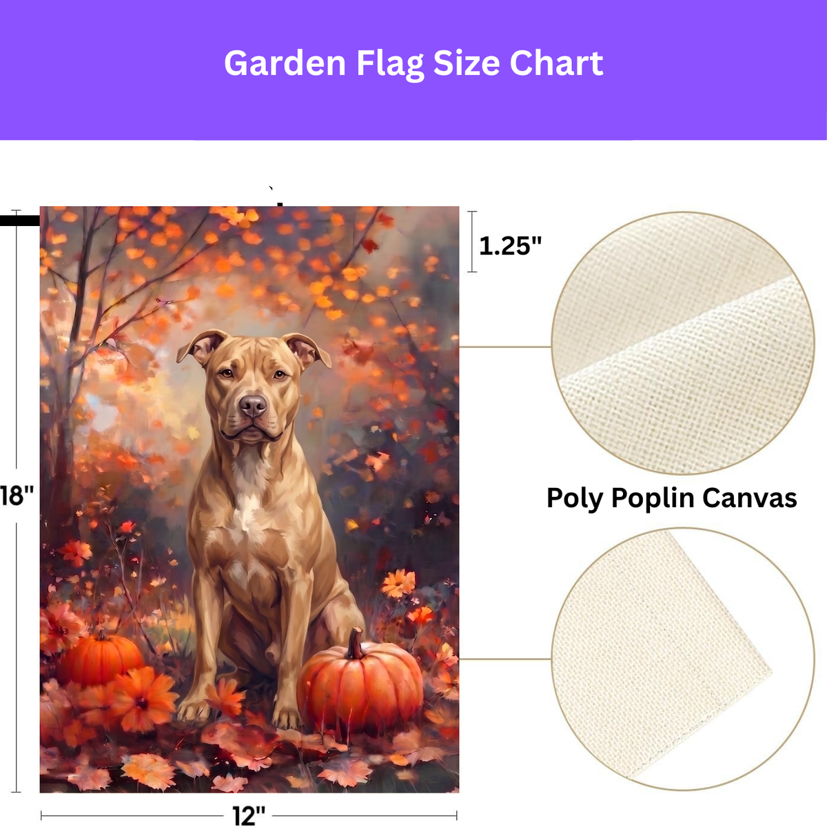 Fall Fawn American Pit Bull Terrier With Pumpkins Autumn Garden Flag