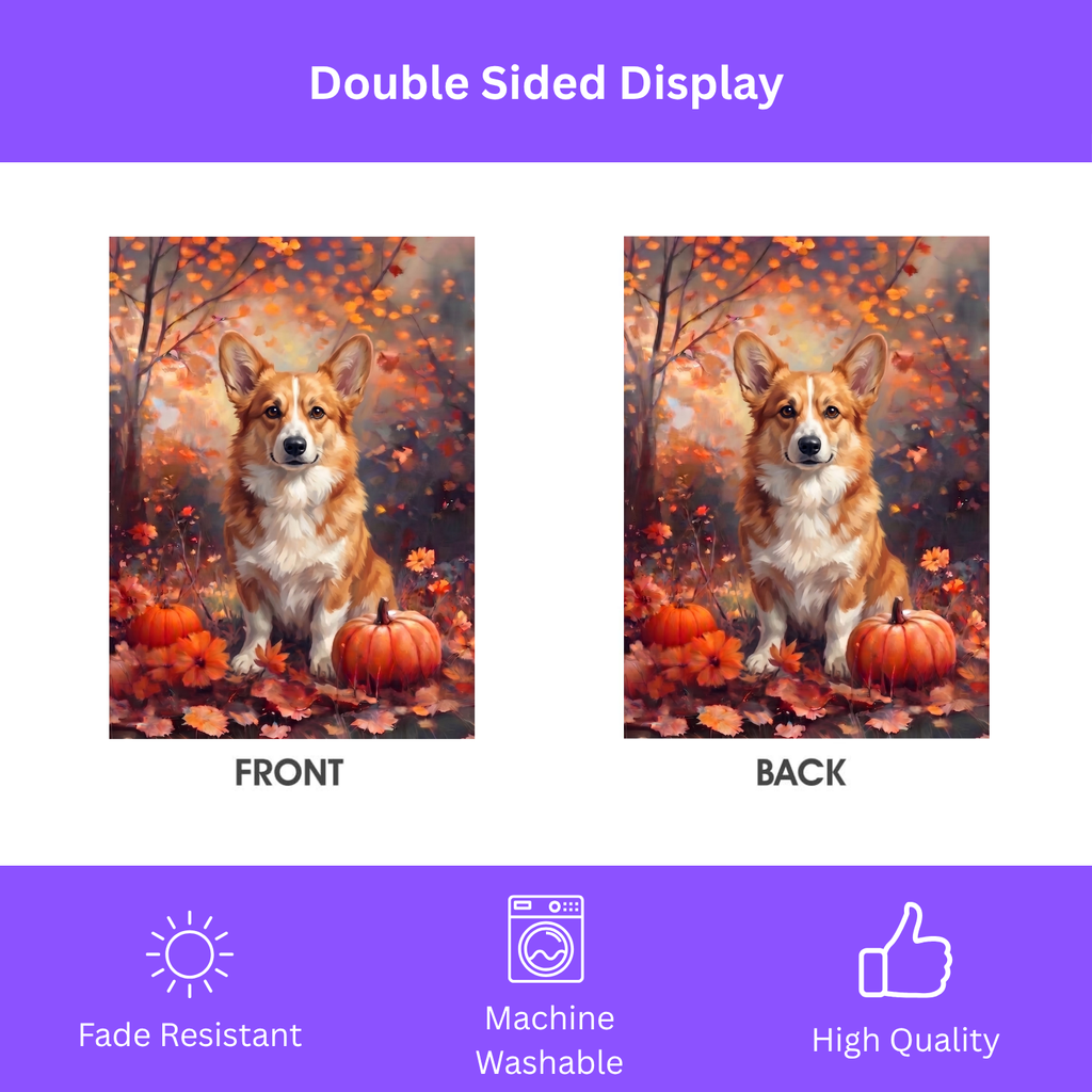 Fall Corgi With Pumpkins Autumn Garden Flag