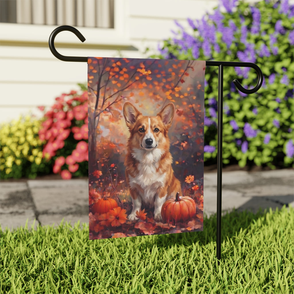 Fall Corgi With Pumpkins Autumn Garden Flag