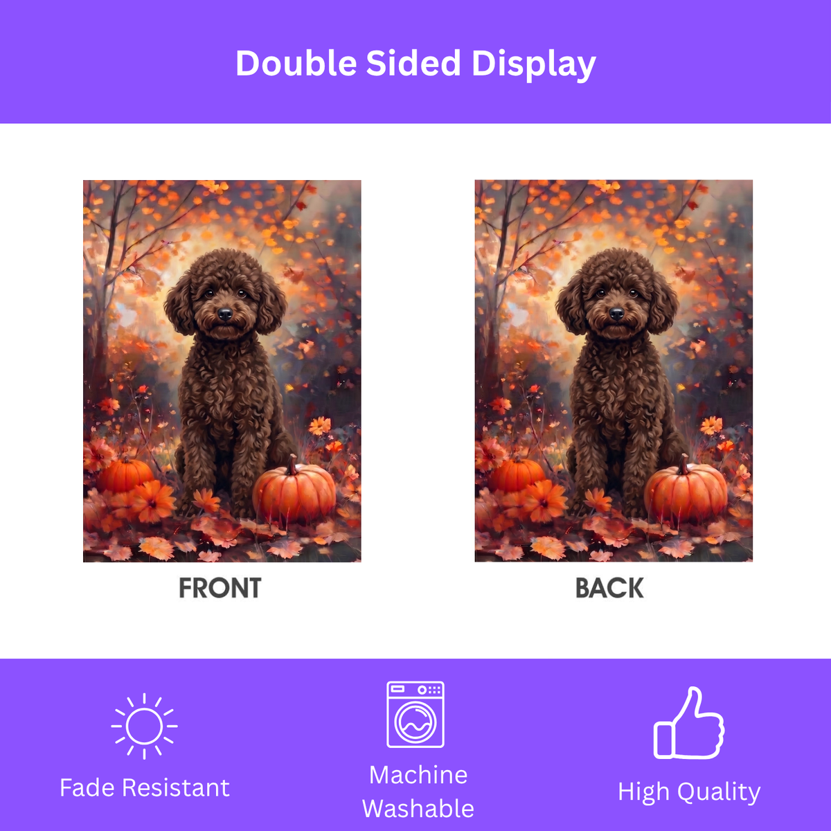 Fall Chocolate Toy Poodle Autumn Garden Flag