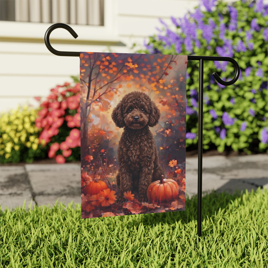 Fall Chocolate Toy Poodle Autumn Garden Flag