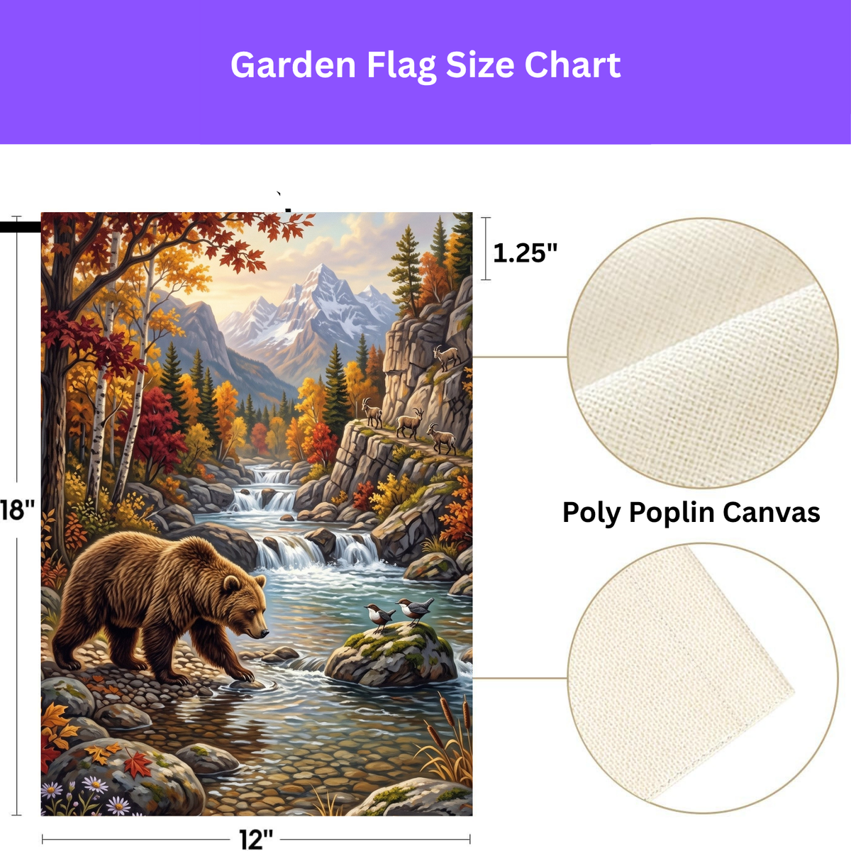 Mountain Stream Bear Garden Flag