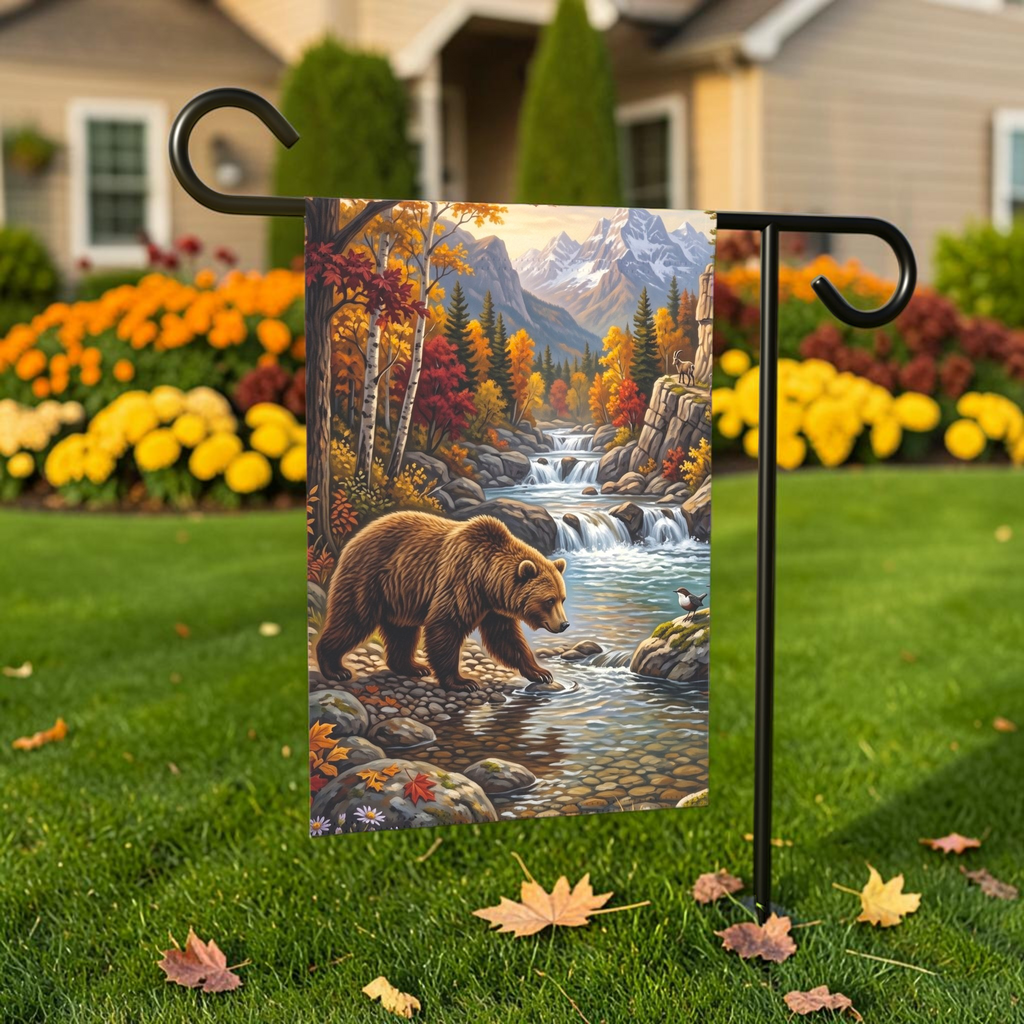 Mountain Stream Bear Garden Flag