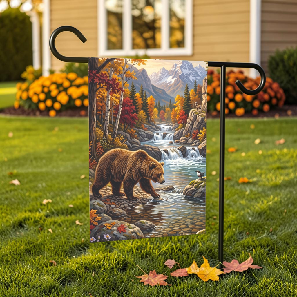 Mountain Stream Bear Garden Flag