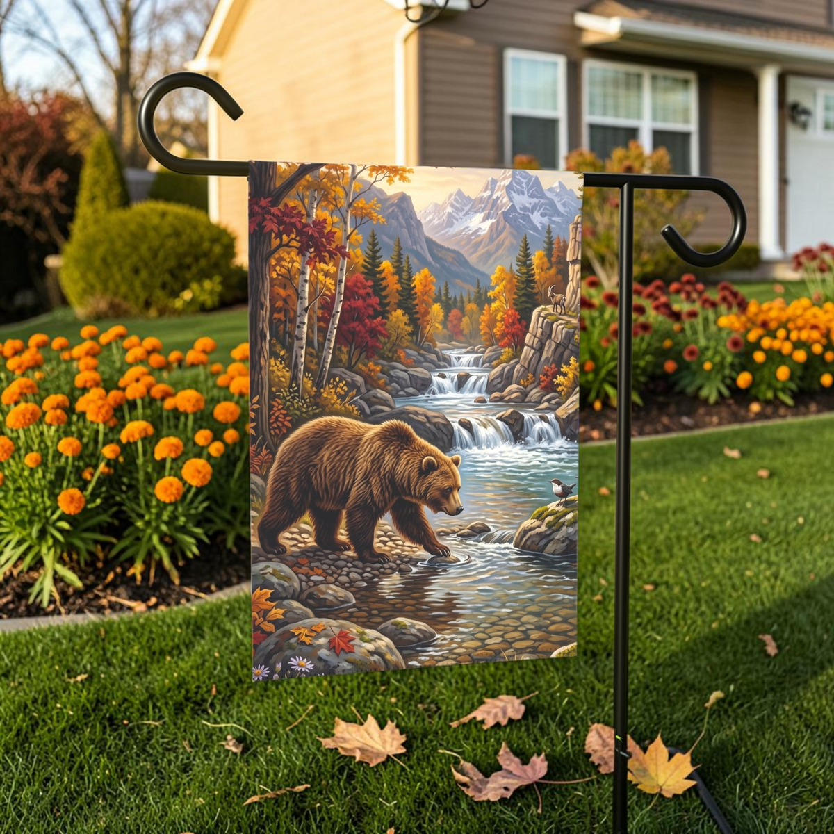 Mountain Stream Bear Garden Flag