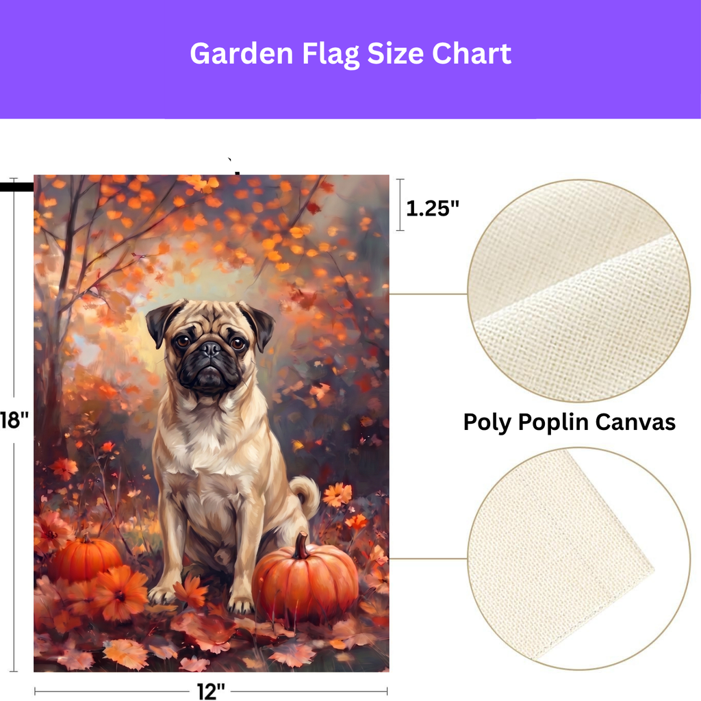 Fall Pug With Pumpkins Autumn Garden Flag