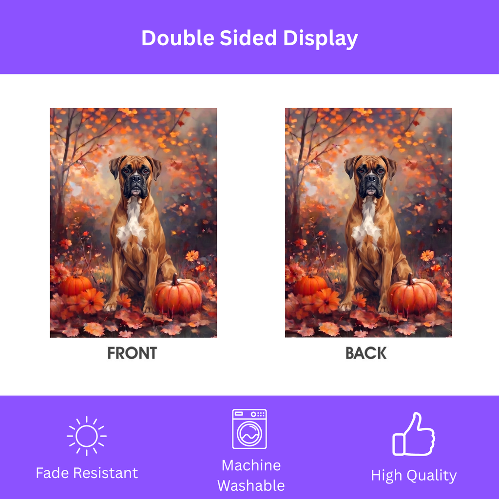 Fall Boxer With Pumpkins Autumn Garden Flag