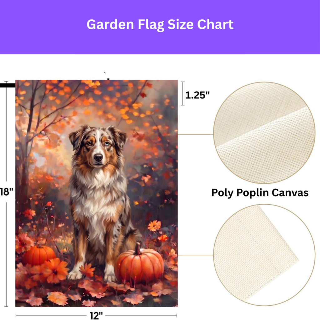 Fall  Australian Shepherd With Pumpkins Autumn Garden Flag