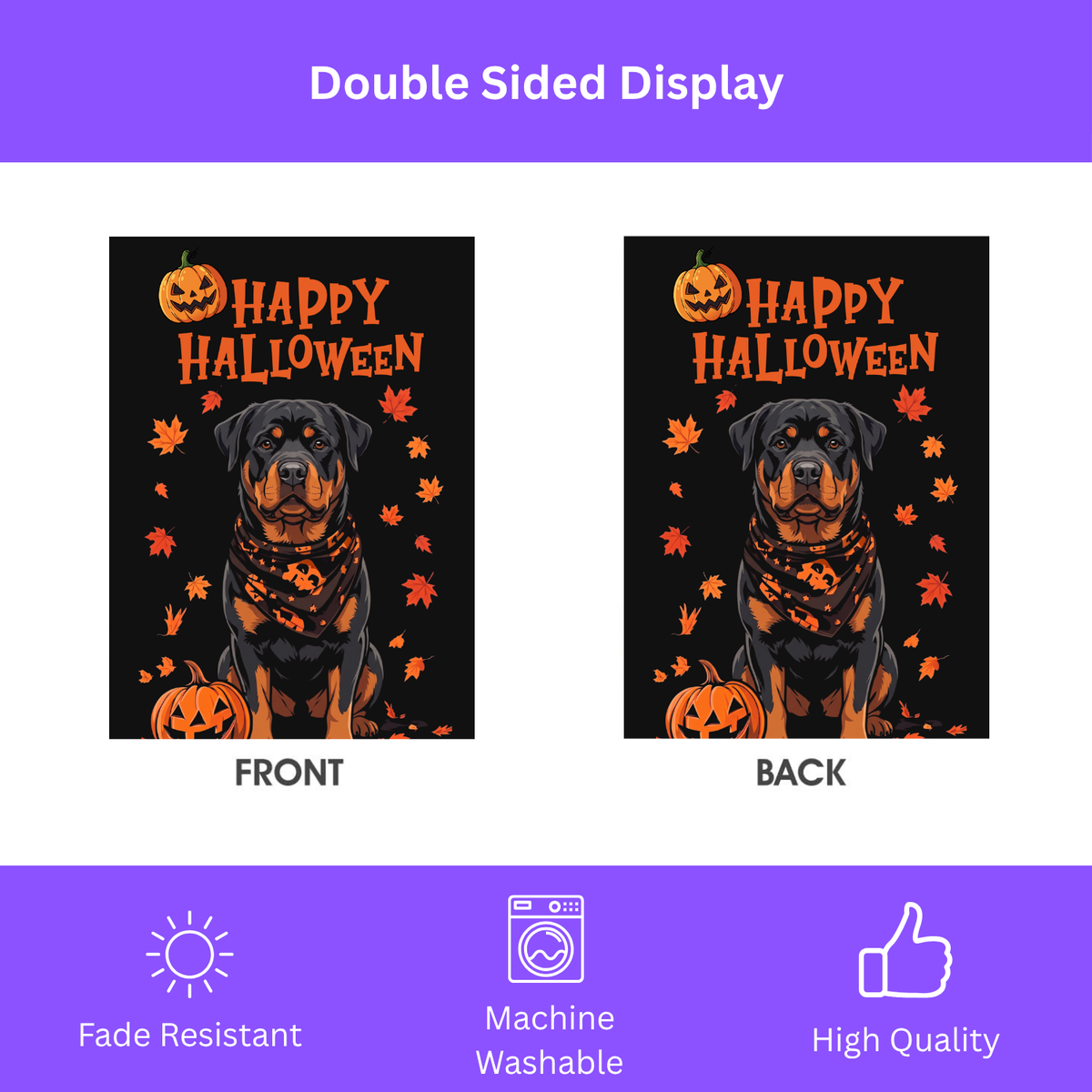 House flag size chart for the Little Pumpkin And Rottweiler  Outdoor showing 24.5 inch by 32 inch dimensions with a 3 inch top sleeve
