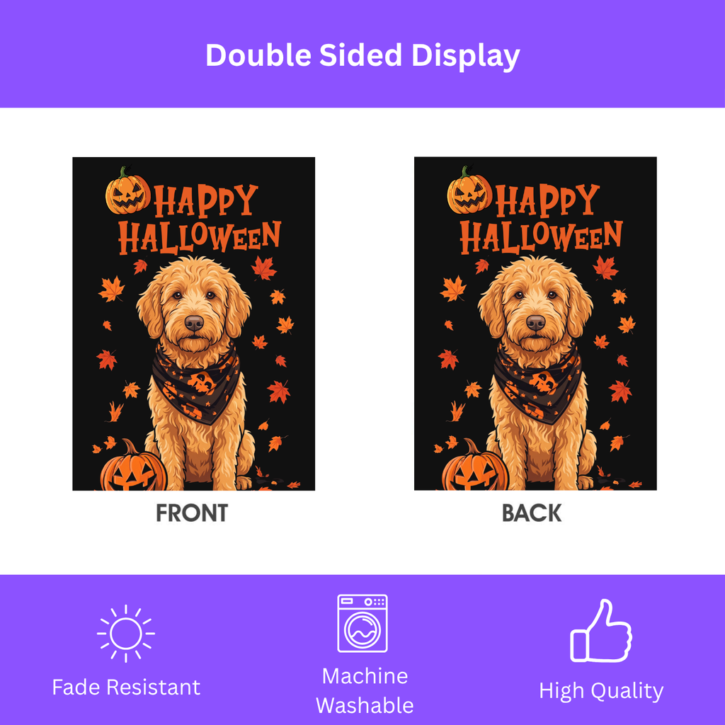 House flag size chart for the Little Pumpkin And Golden Noodle showing 24.5 inch by 32 inch dimensions with a 3 inch top sleeve