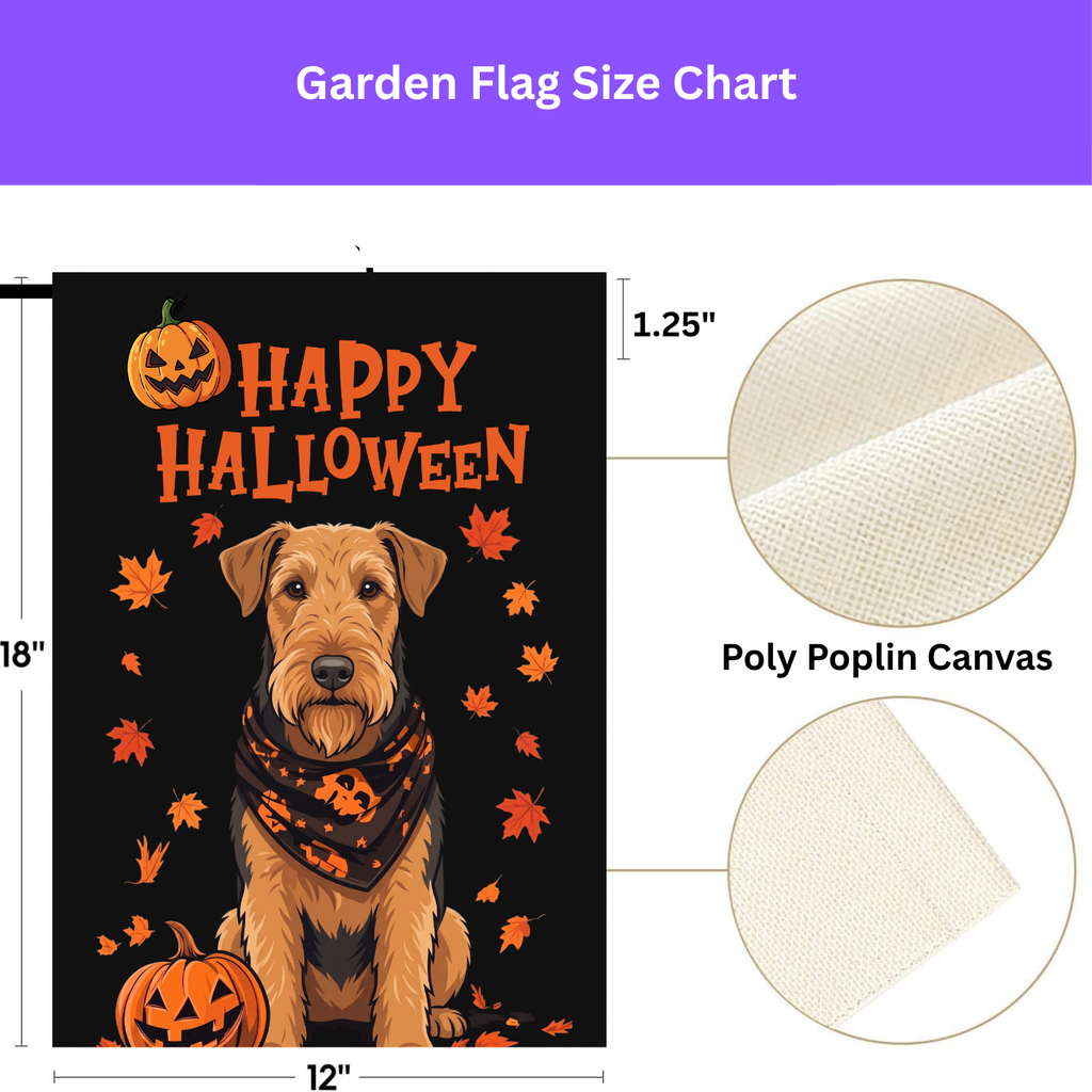 Double-sided display of the Little Pumpkin And Airedale Terrier showing the identical design on front and back