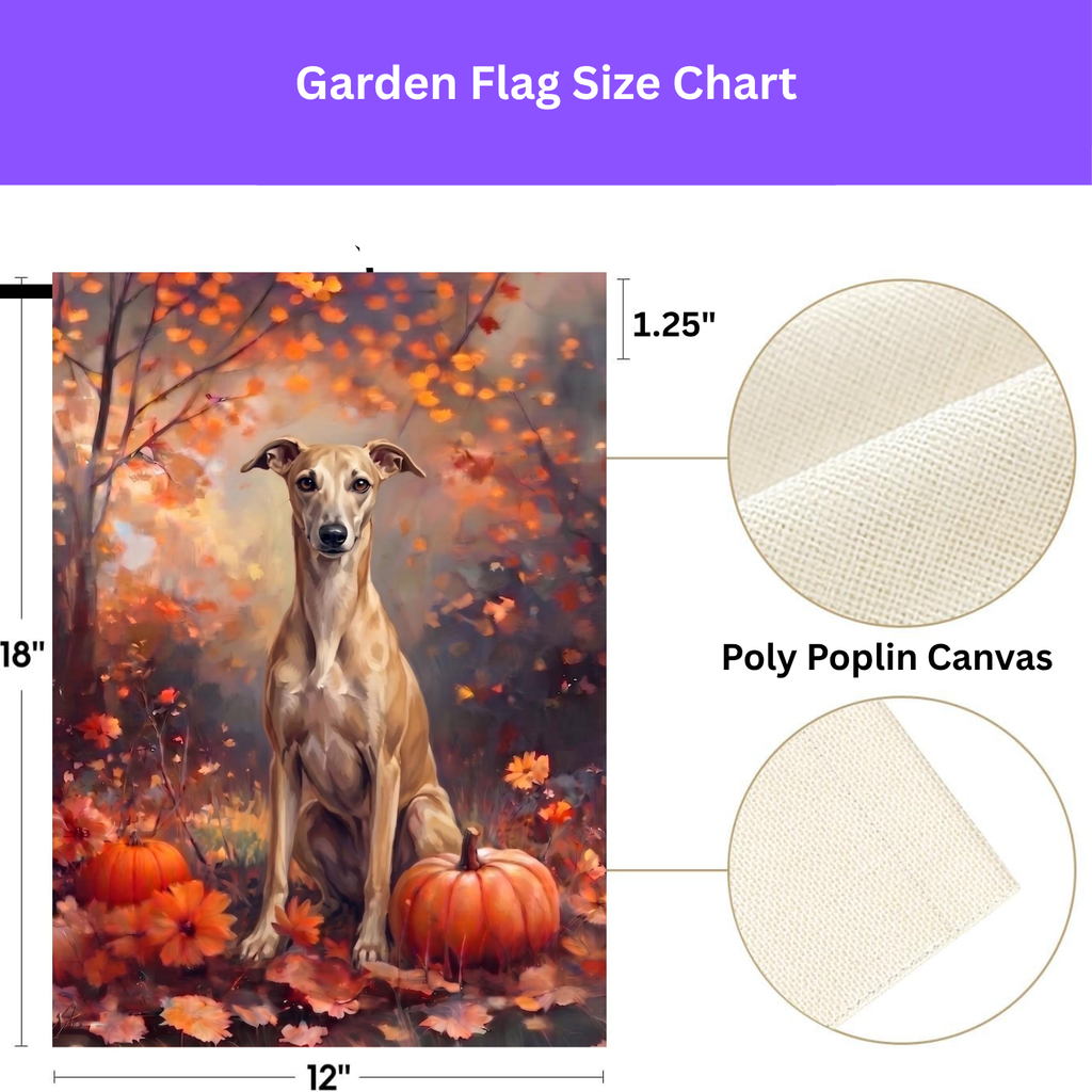 Double-sided display of the Fall Whippet With Pumpkins showing the identical design on front and back