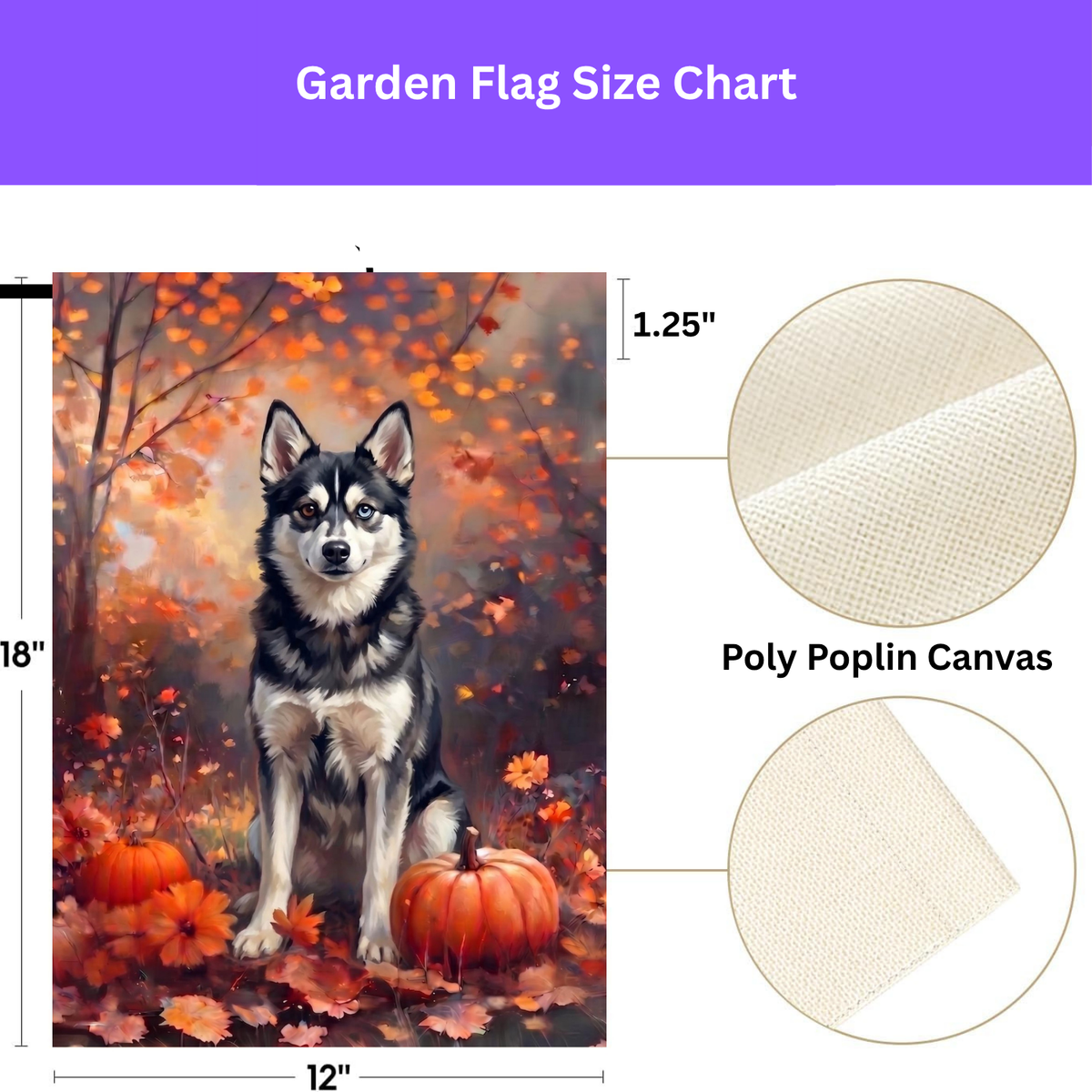 Double-sided display of the Fall Alaskan Klee Kai With Pumpkins showing the identical design on front and back