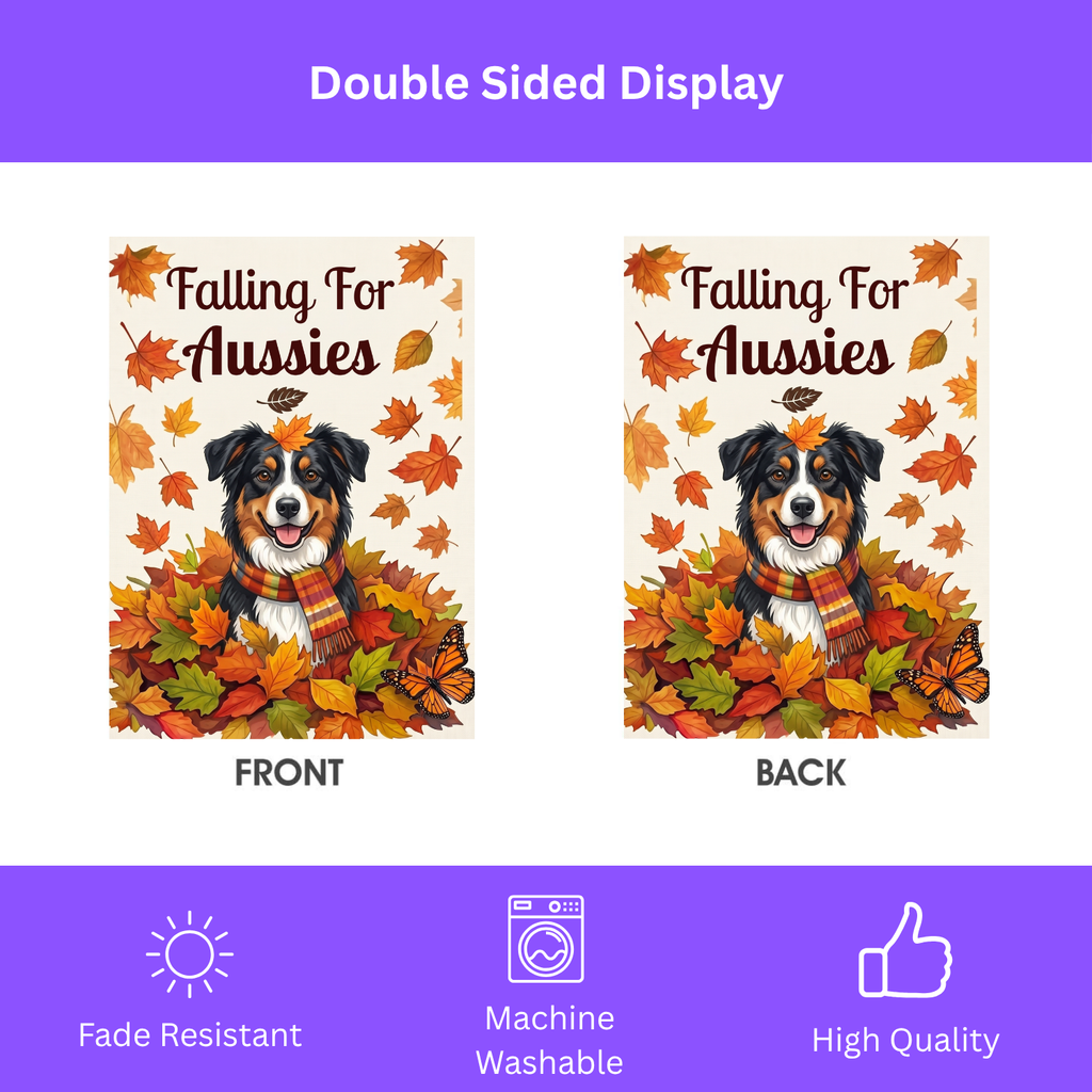 Falling For Aussies Black Tri Colored Australian Shepherd Garden Flag
