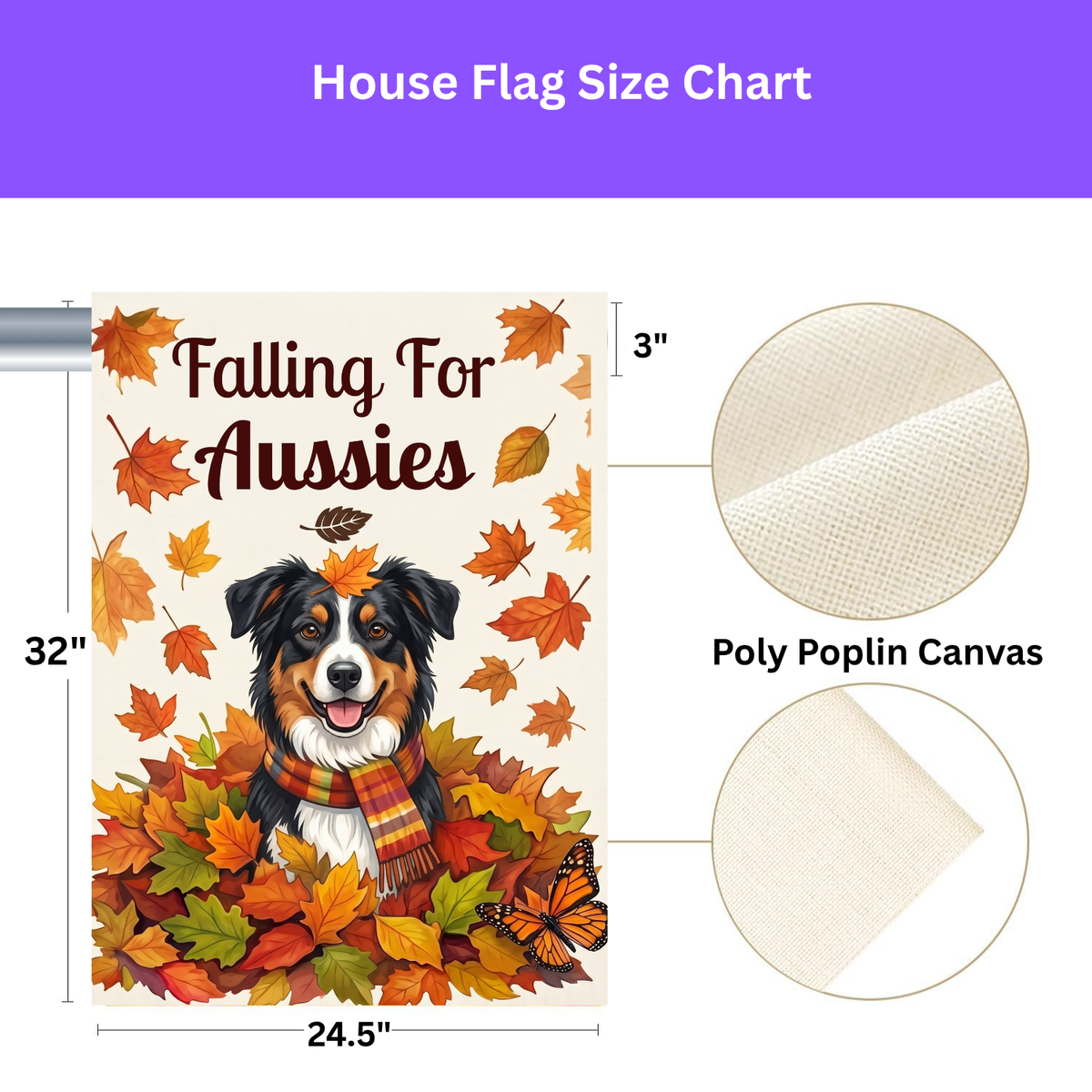 Falling For Aussies Black Tri Colored Australian Shepherd Garden Flag