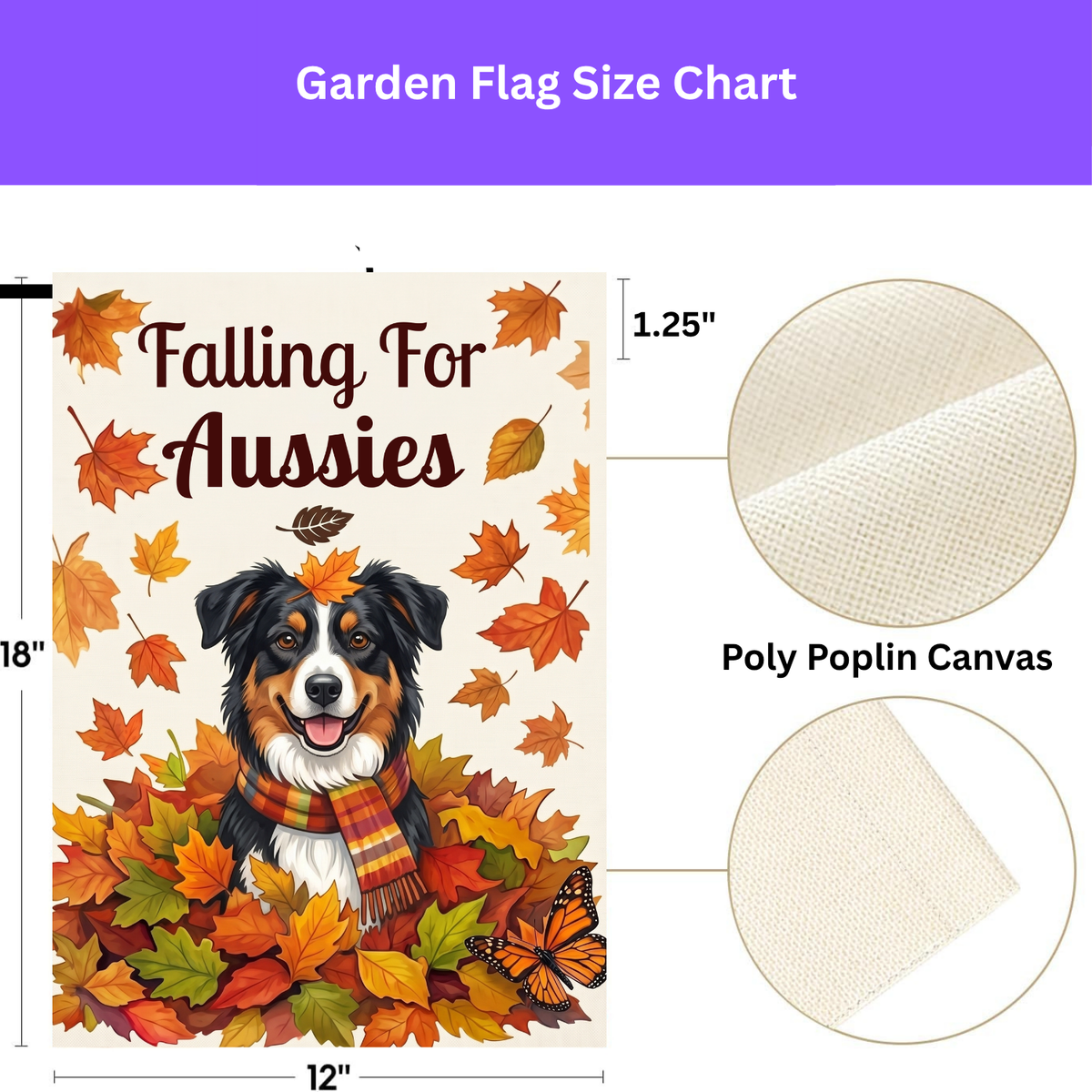 Falling For Aussies Black Tri Colored Australian Shepherd Garden Flag