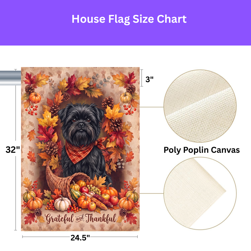 Grateful And Thankful Affenpinscher Thanksgiving Garden Flag Double Sided