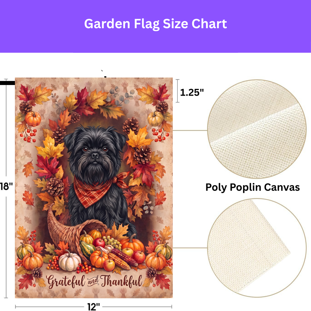 Grateful And Thankful Affenpinscher Thanksgiving Garden Flag Double Sided