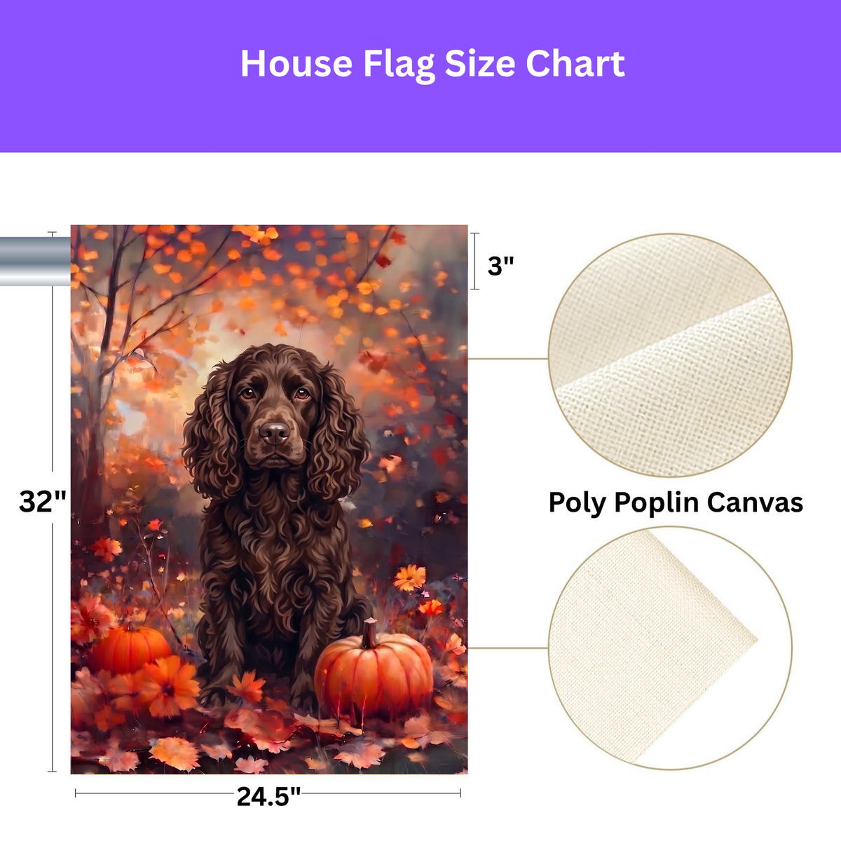 Fall American Water Spaniel With Pumpkins Autumn Garden Flag Double Sided