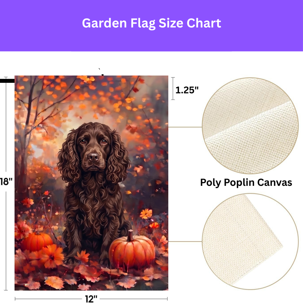 Fall American Water Spaniel With Pumpkins Autumn Garden Flag Double Sided
