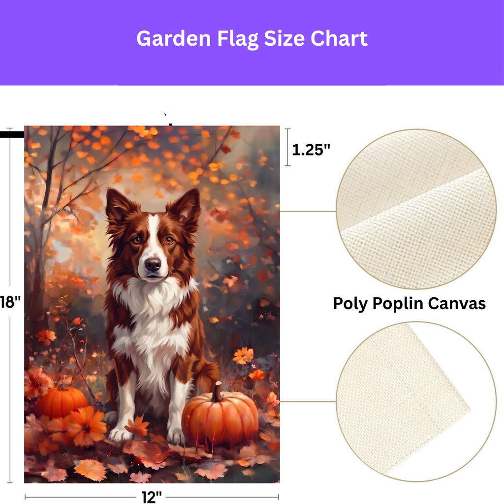 Fall Red And White Border Collie Autumn Garden Flag Double Sided 12x18 24x32