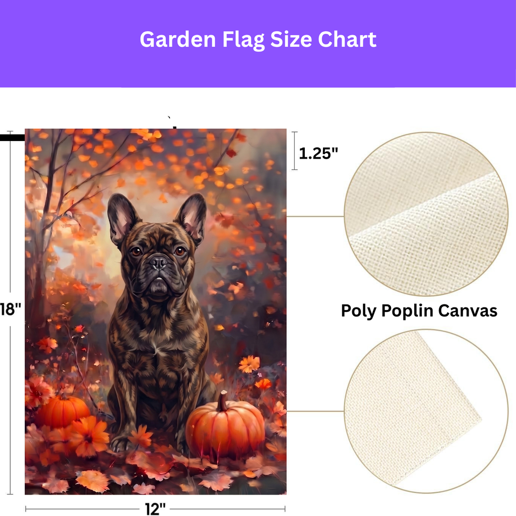 Fall Brindle French Bulldog With Pumpkins Autumn Garden Flag Double Sided