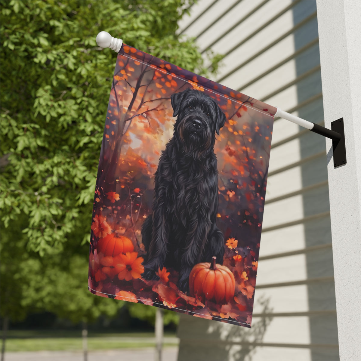 Fall Black Russian Terrier Autumn Garden Flag Double Sided 12x18 24x32 Outdoor