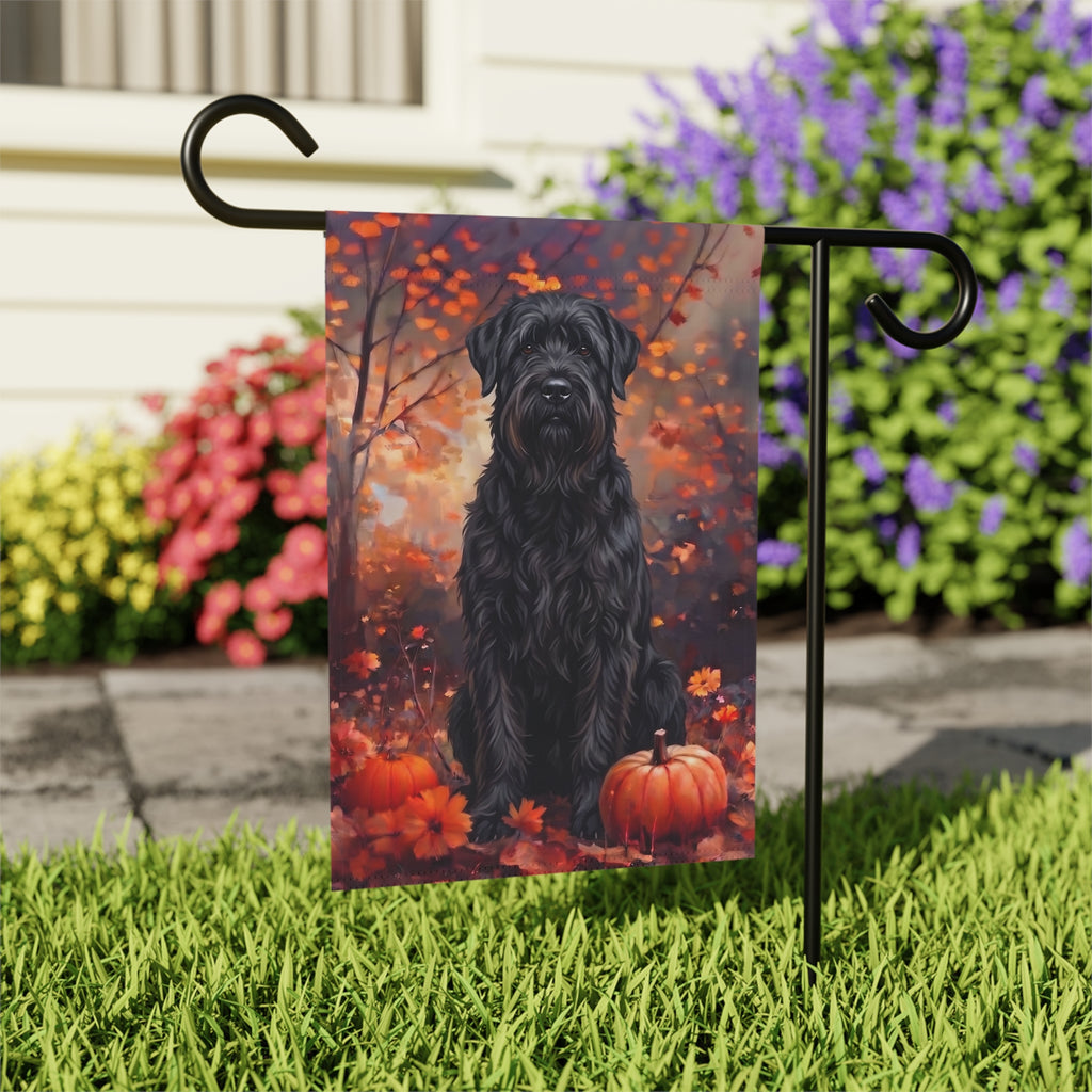 Fall Black Russian Terrier Autumn Garden Flag Double Sided 12x18 24x32 Outdoor