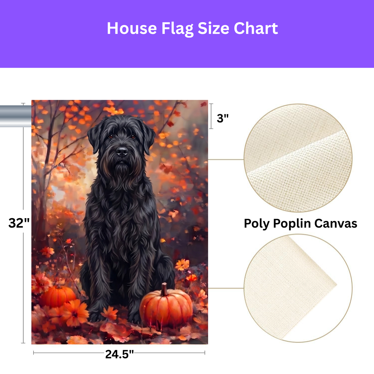 Fall Black Russian Terrier Autumn Garden Flag Double Sided 12x18 24x32 Outdoor