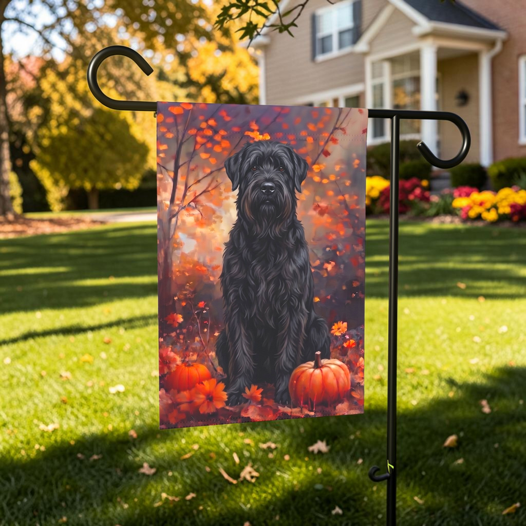 Fall Black Russian Terrier Autumn Garden Flag Double Sided 12x18 24x32 Outdoor