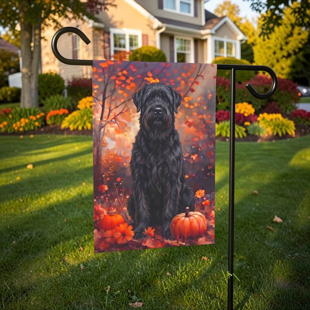Fall Black Russian Terrier Autumn Garden Flag Double Sided 12x18 24x32 Outdoor