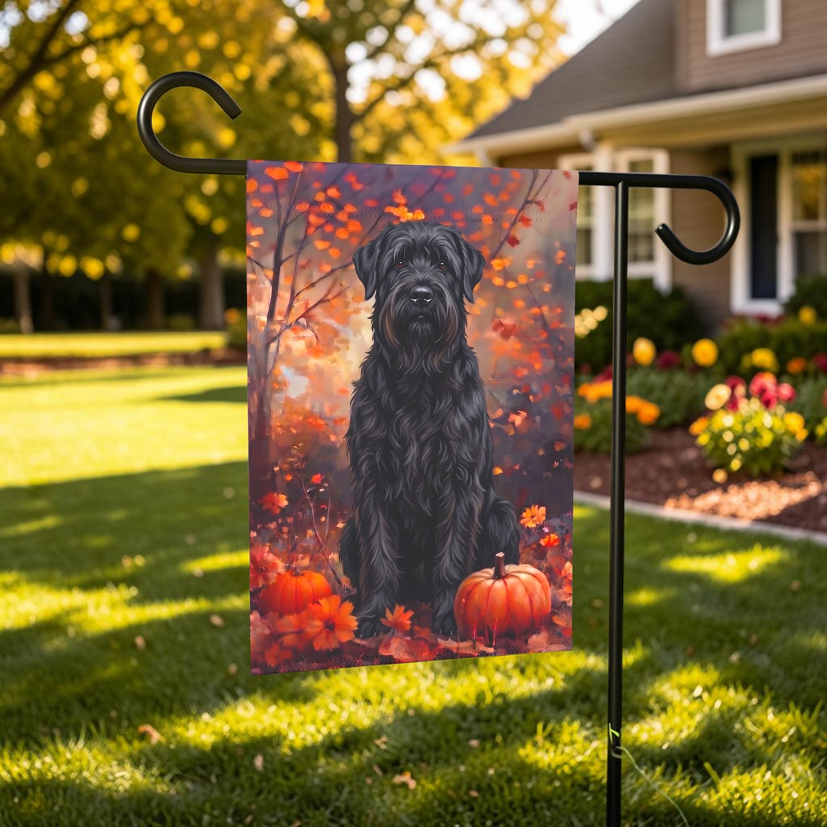 Fall Black Russian Terrier Autumn Garden Flag Double Sided 12x18 24x32 Outdoor