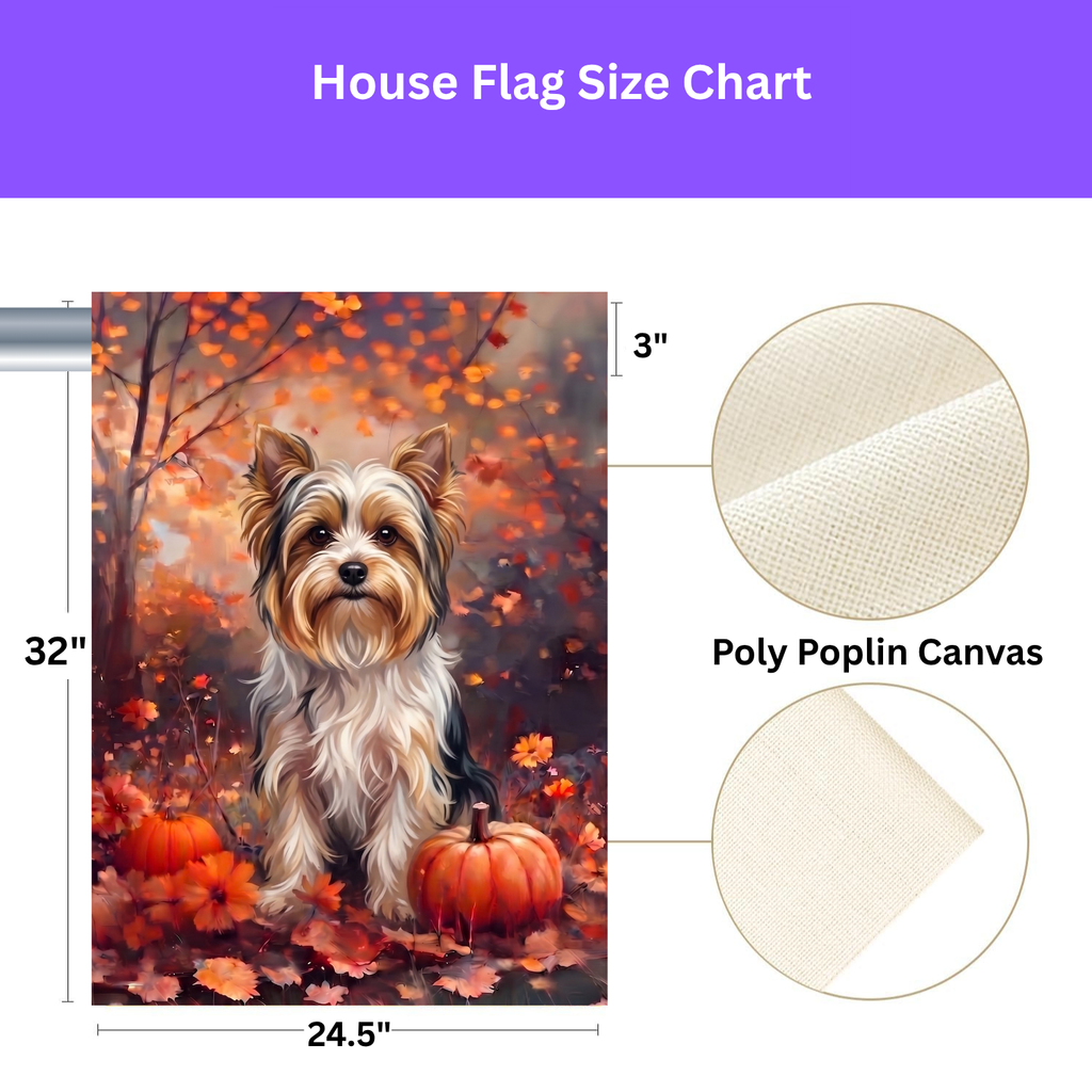 Fall Biewer Terrier With Pumpkins Garden Flag Double Sided 12x18 24x32 Outdoor