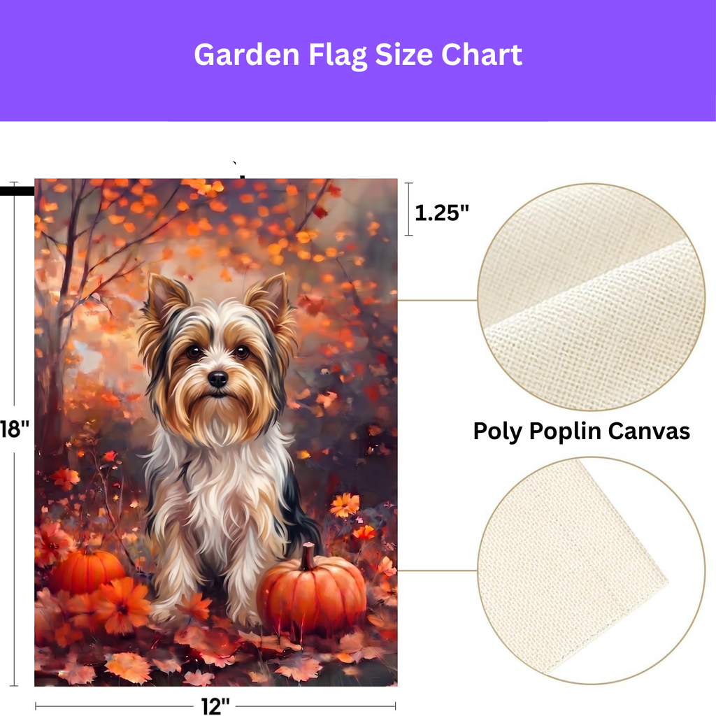 Fall Biewer Terrier With Pumpkins Garden Flag Double Sided 12x18 24x32 Outdoor