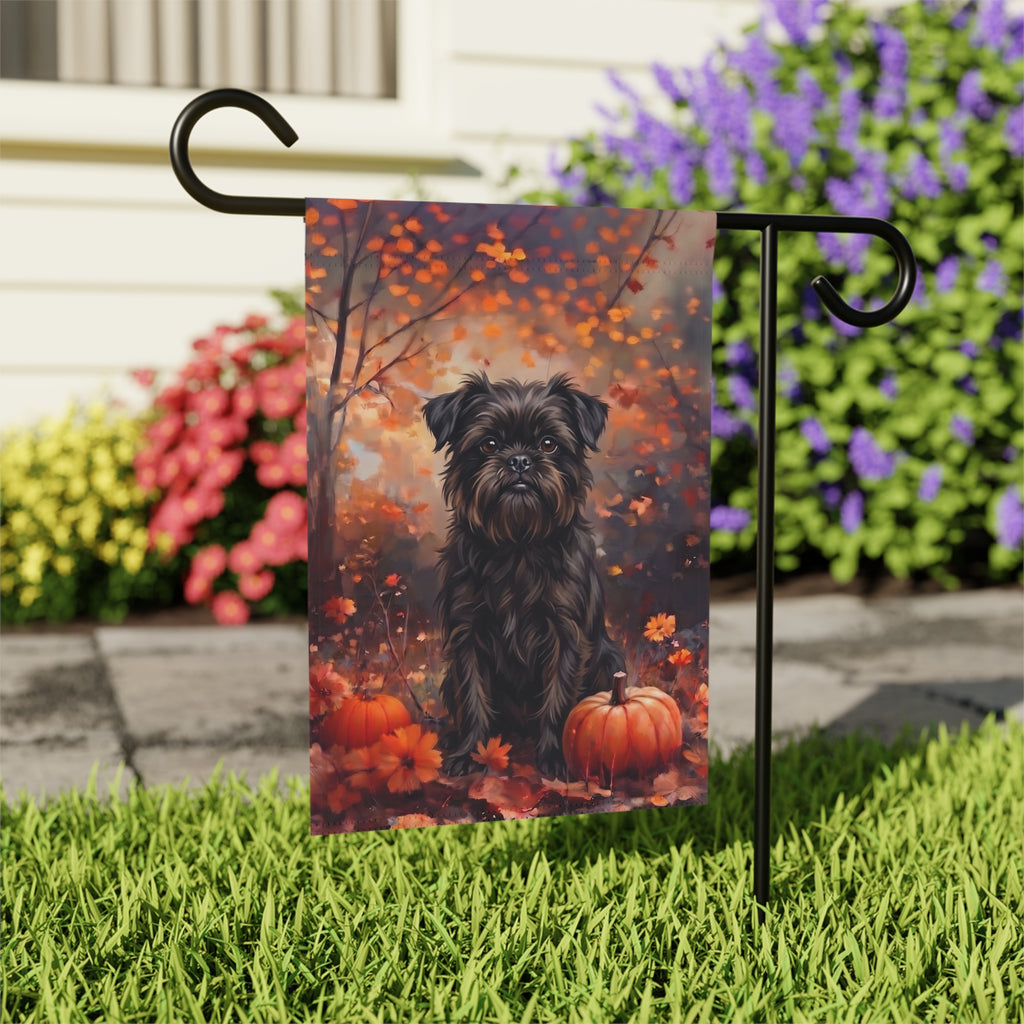 Fall Affenpinscher With Pumpkins Autumn Garden Flag Double Sided 12x18 24x32