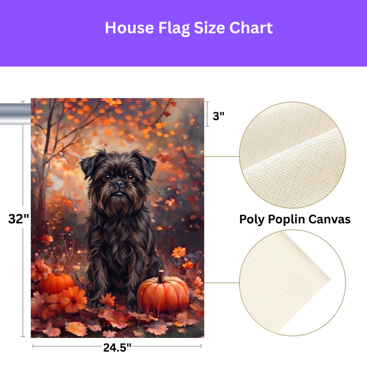 Fall Affenpinscher With Pumpkins Autumn Garden Flag Double Sided 12x18 24x32