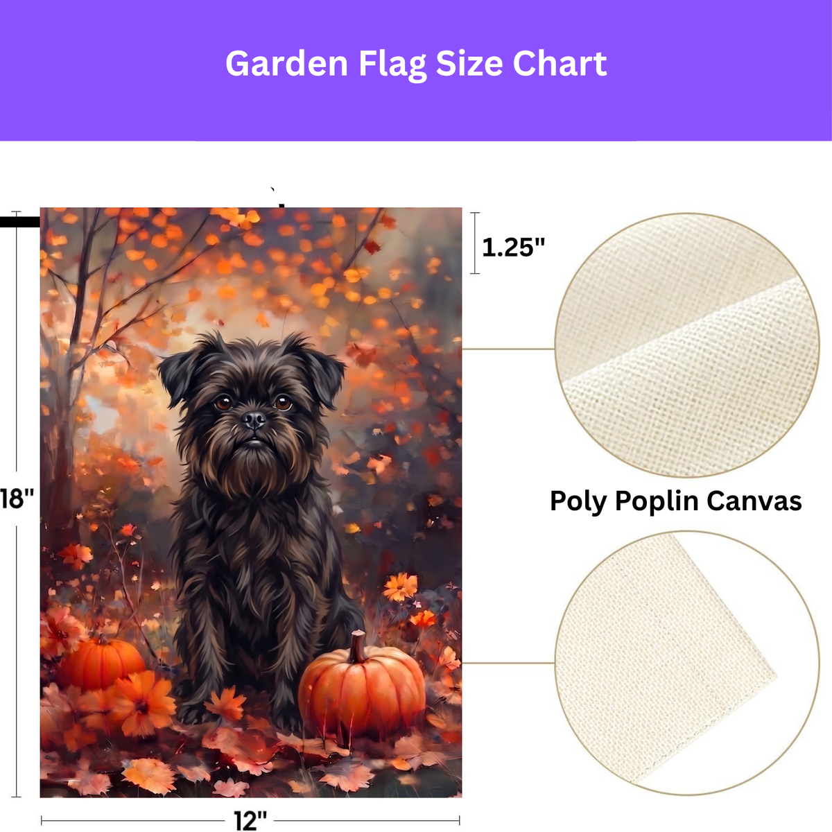 Fall Affenpinscher With Pumpkins Autumn Garden Flag Double Sided 12x18 24x32