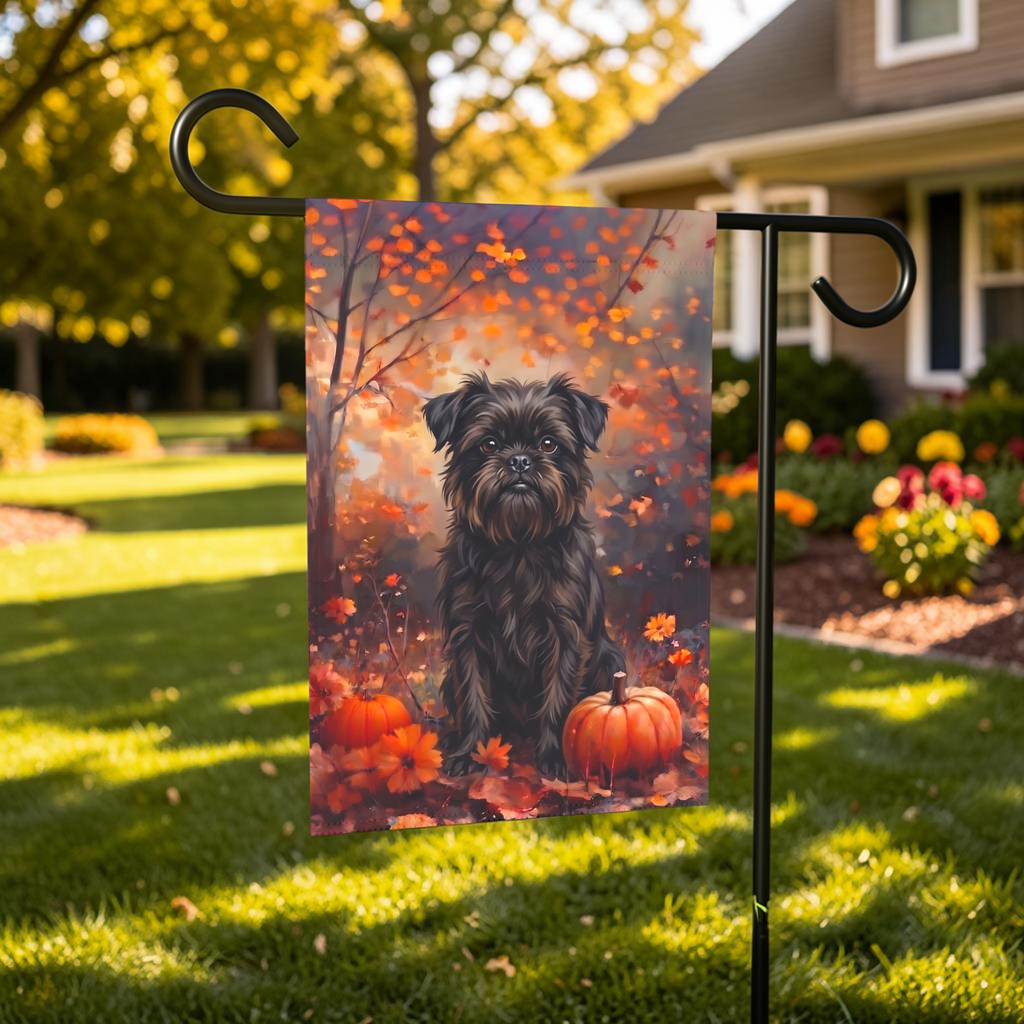 Fall Affenpinscher With Pumpkins Autumn Garden Flag Double Sided 12x18 24x32