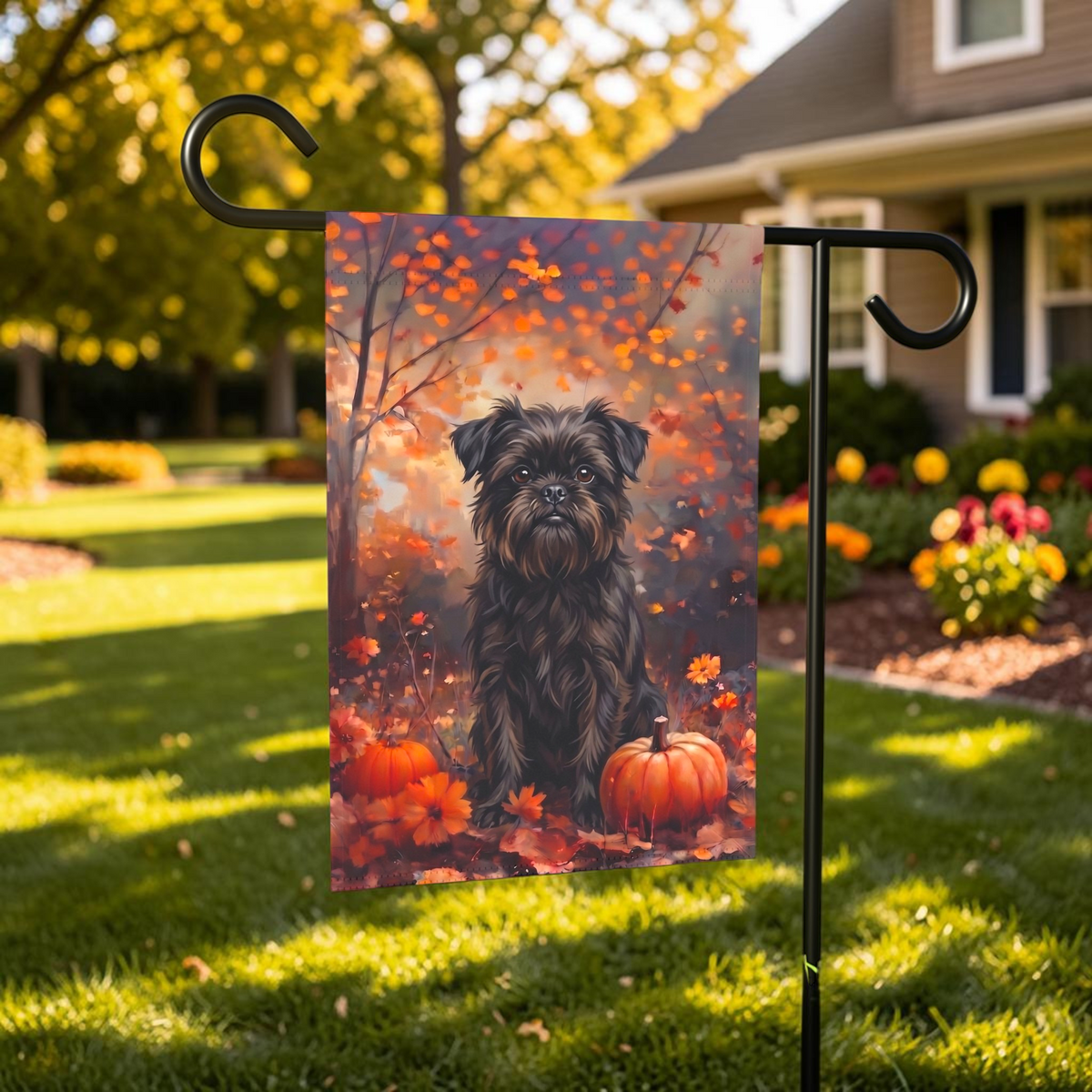 Fall Affenpinscher With Pumpkins Autumn Garden Flag Double Sided 12x18 24x32
