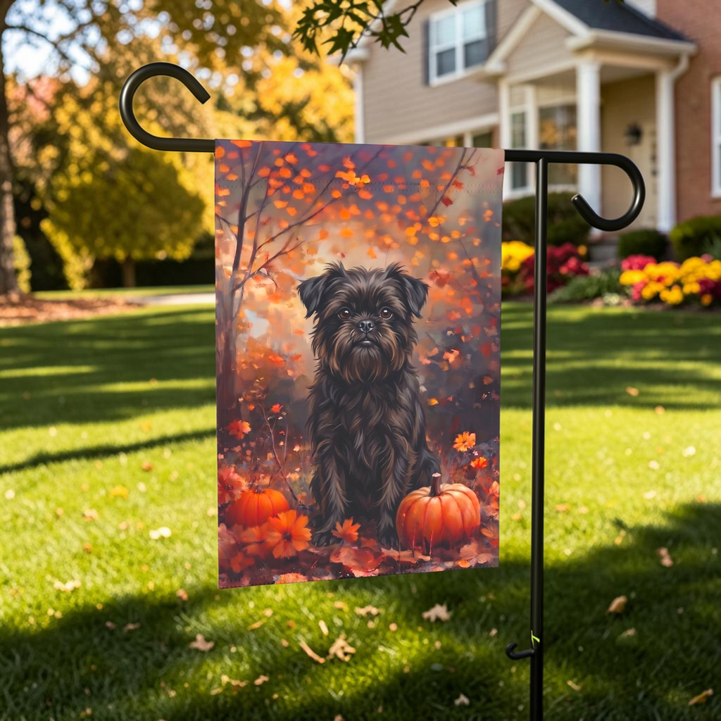 Fall Affenpinscher With Pumpkins Autumn Garden Flag Double Sided 12x18 24x32