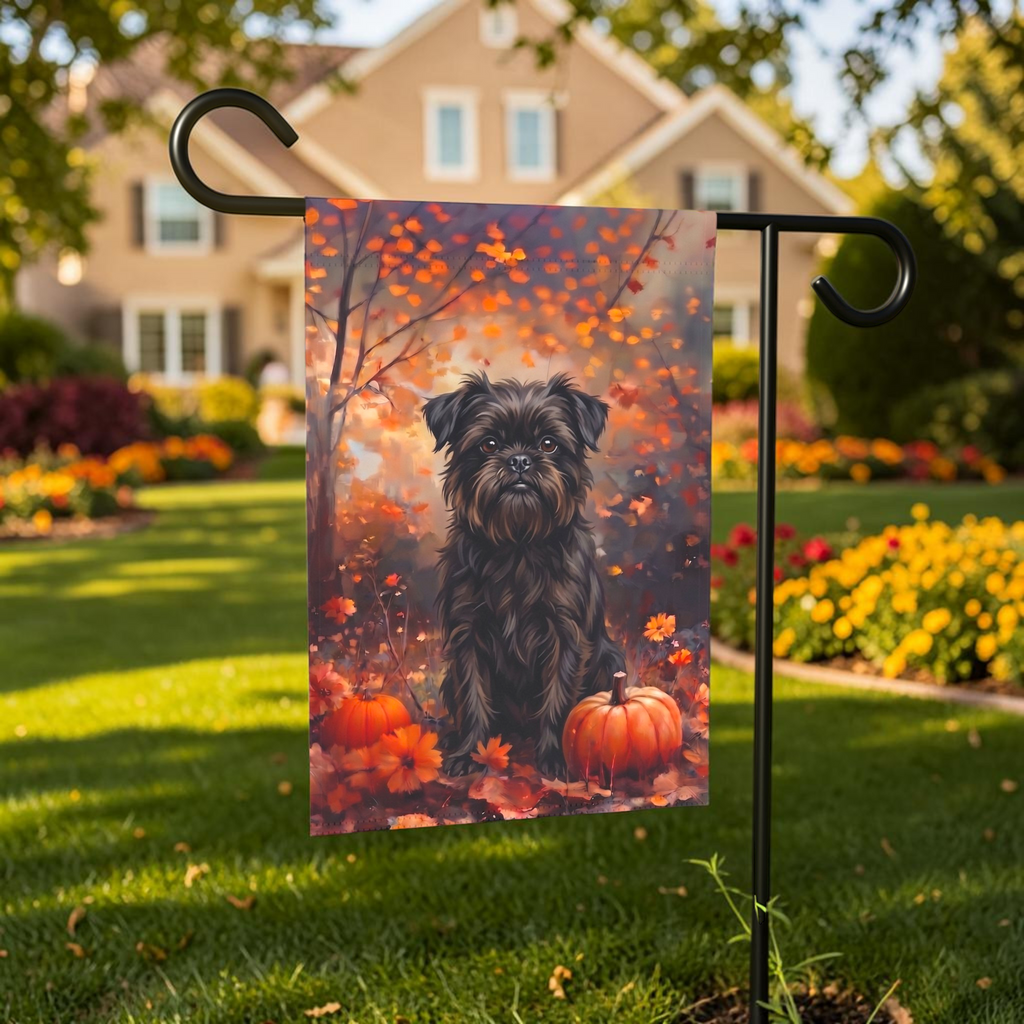Fall Affenpinscher With Pumpkins Autumn Garden Flag Double Sided 12x18 24x32