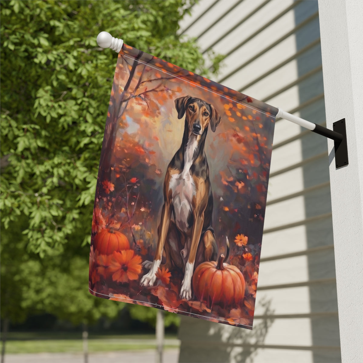 Fall Azawakh With Pumpkins Autumn Garden Flag