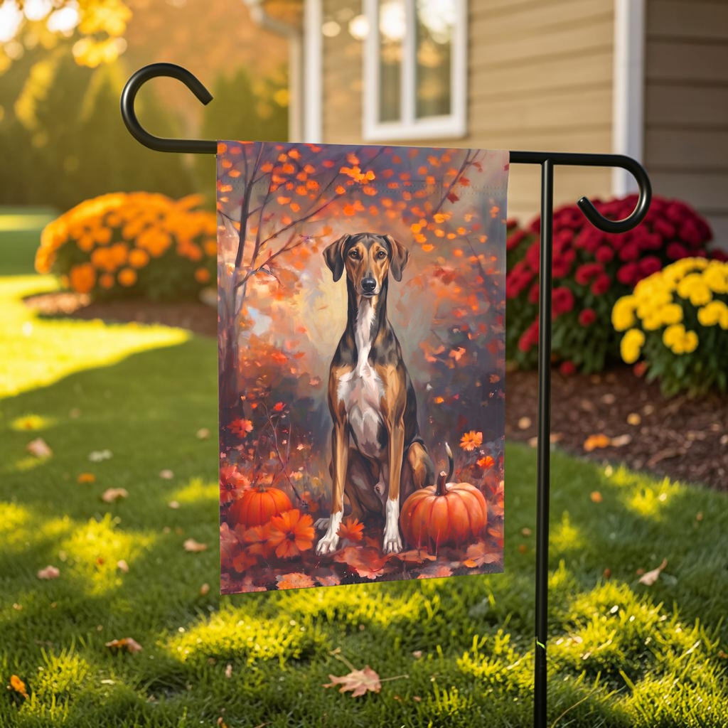 Fall Azawakh With Pumpkins Autumn Garden Flag