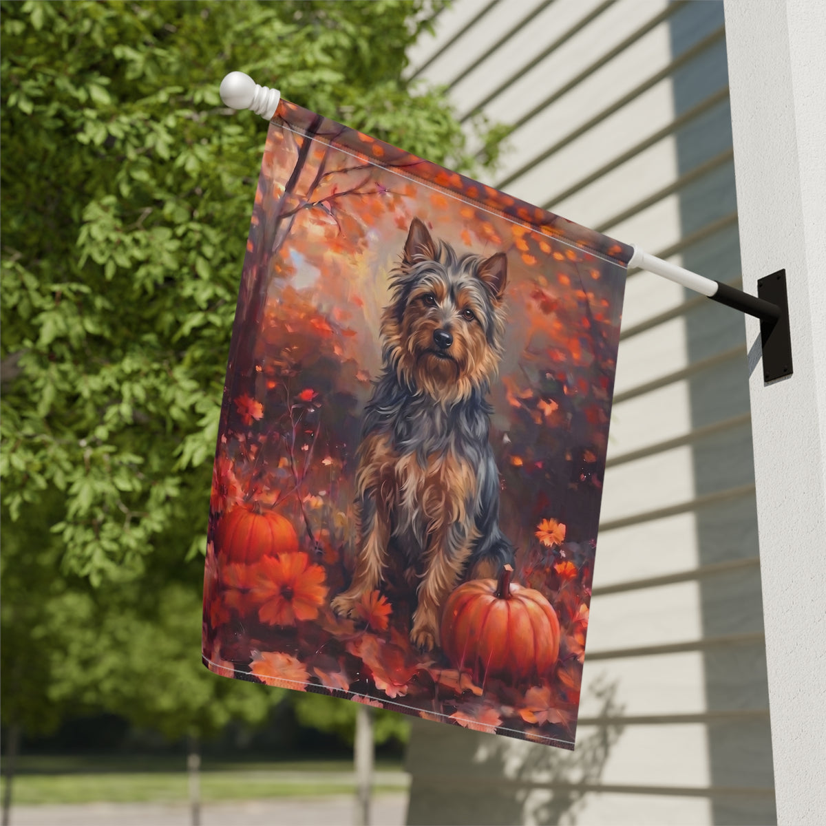 Fall Australian Terrier With Pumpkins Garden Flag
